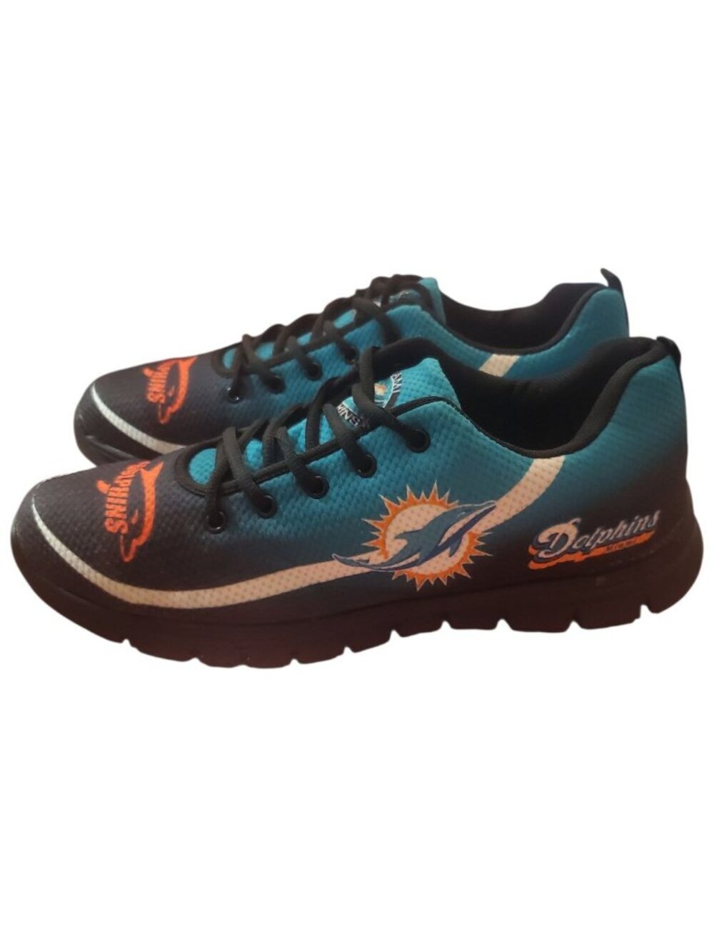 Miami Dolphins Fan Sneakers Sports Shoes Unisex Lightweight Teal/Blk Sze 44 - Picture 8 of 12